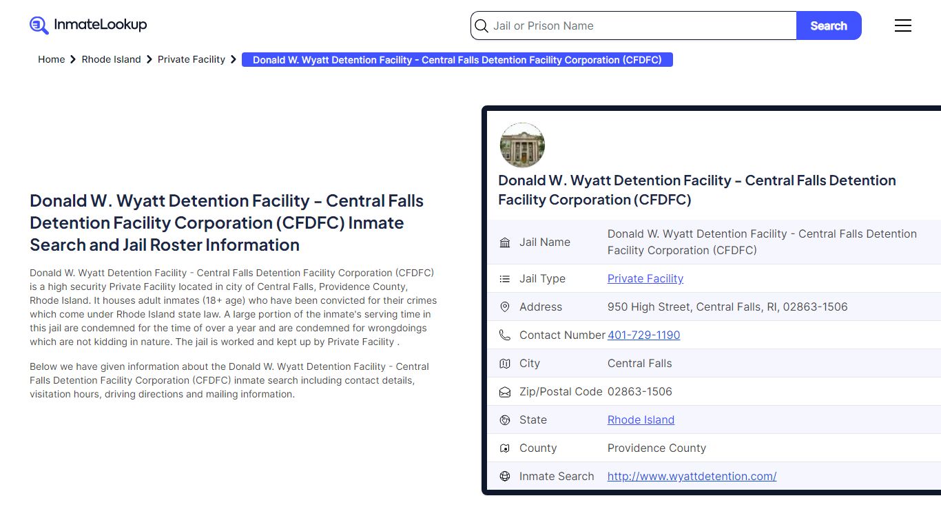 Donald W. Wyatt Detention Facility - Inmate Lookup