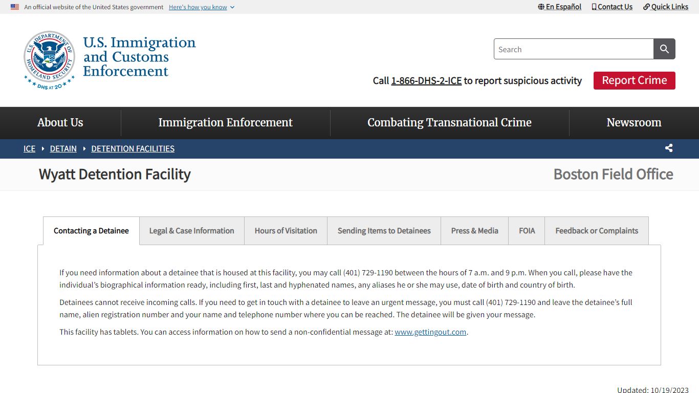 Wyatt Detention Facility | ICE